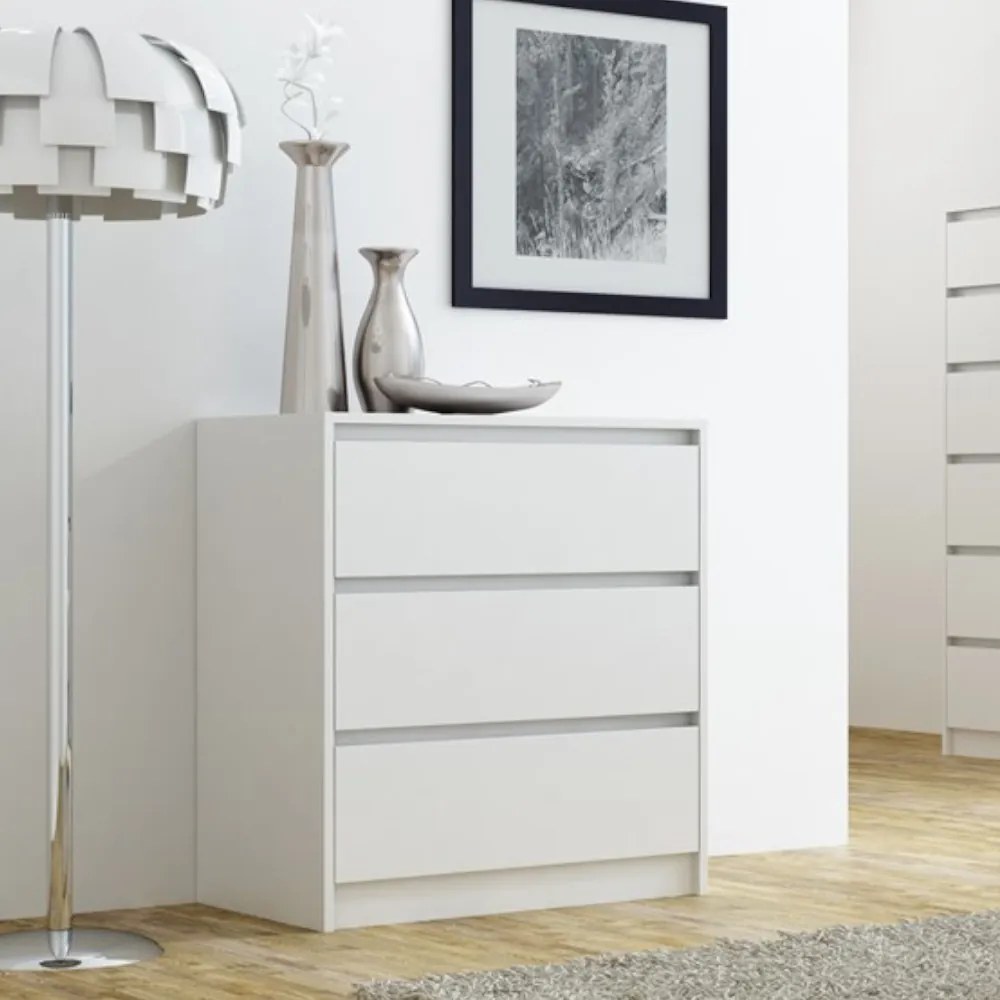 Drohmo K3 fiókos szekrény, 70x78x43 cm, fehér