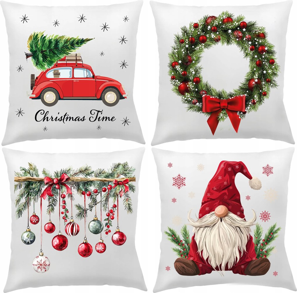 Párnahuzat Karácsony 40X40cm Nappali Dekoráció Szett 4