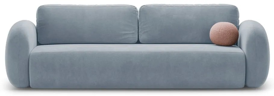 Szürkéskék bársony kinyitható-tárolóhelyes kanapé 262 cm Tonale – Cosmopolitan Design