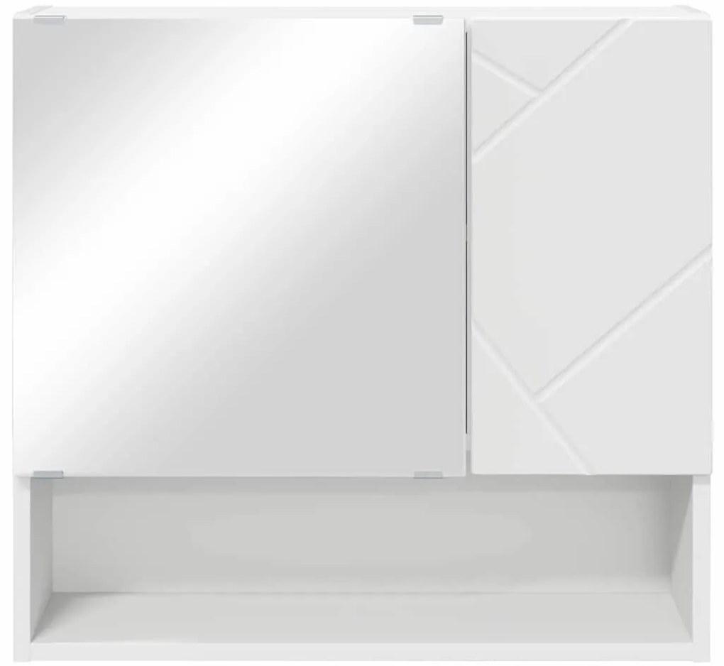 Tükörszekrény polcokkal tárolóval Fehér 59 x 17 x 55 cm Faanyag