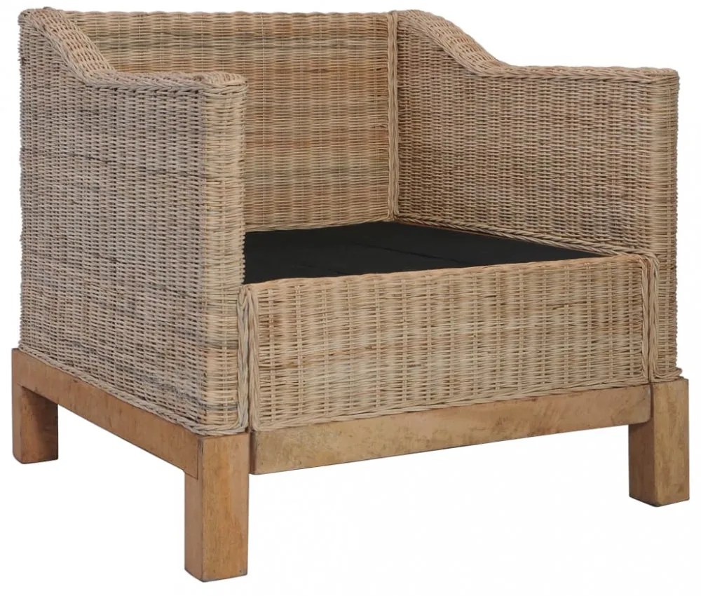 vidaXL 2 részes természetes rattan kanapészett párnákkal