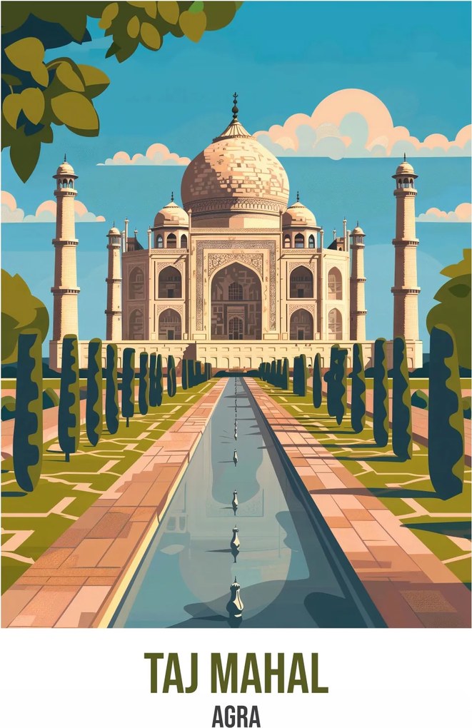 Poszter 29,7x42cm Taj Mahal, Agra