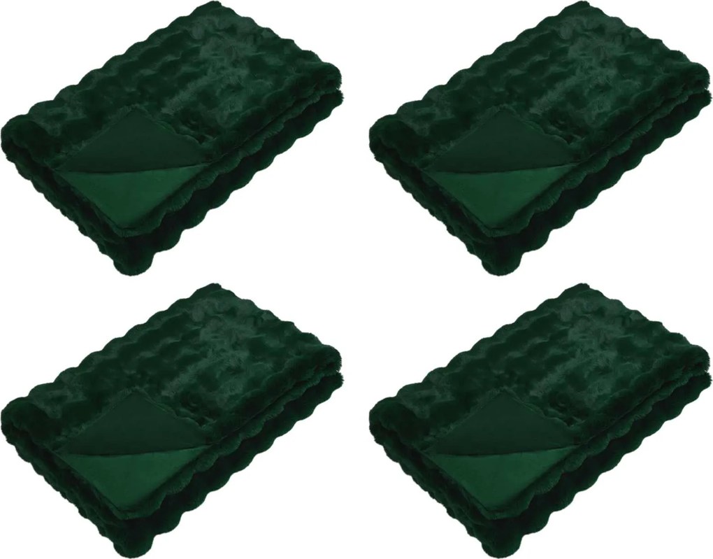 vidaXL Csúszásgátló műszőrme takaró Olite 4 pcs Sötétzöld 150 x 220 cm