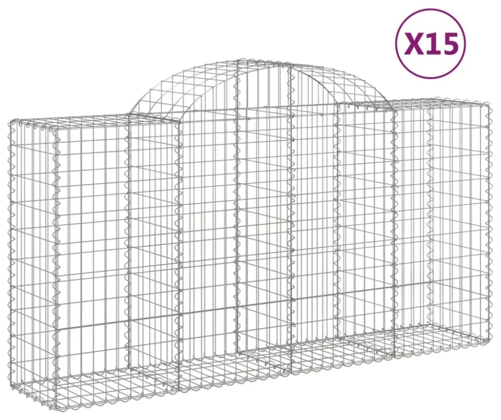 15 db íves horganyzott vas gabion kosár 200x50x100/120 cm