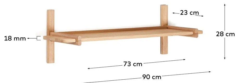 Natúr színű tölgyfa moduláris polcrendszer 90x28 cm Sitra – Kave Home