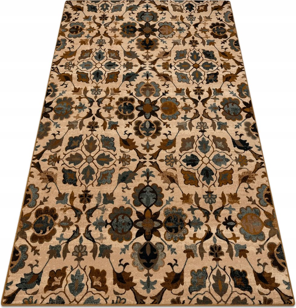 Nappali szőnyeg gyapjú Omega Amalfi virágok barna Dísz 170x235 cm