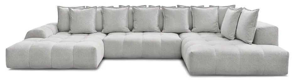 Világosszürke zsenília kinyitható-tárolóhelyes sarokkanapé (jobb oldali-U alakú) Everest – Bobochic Paris