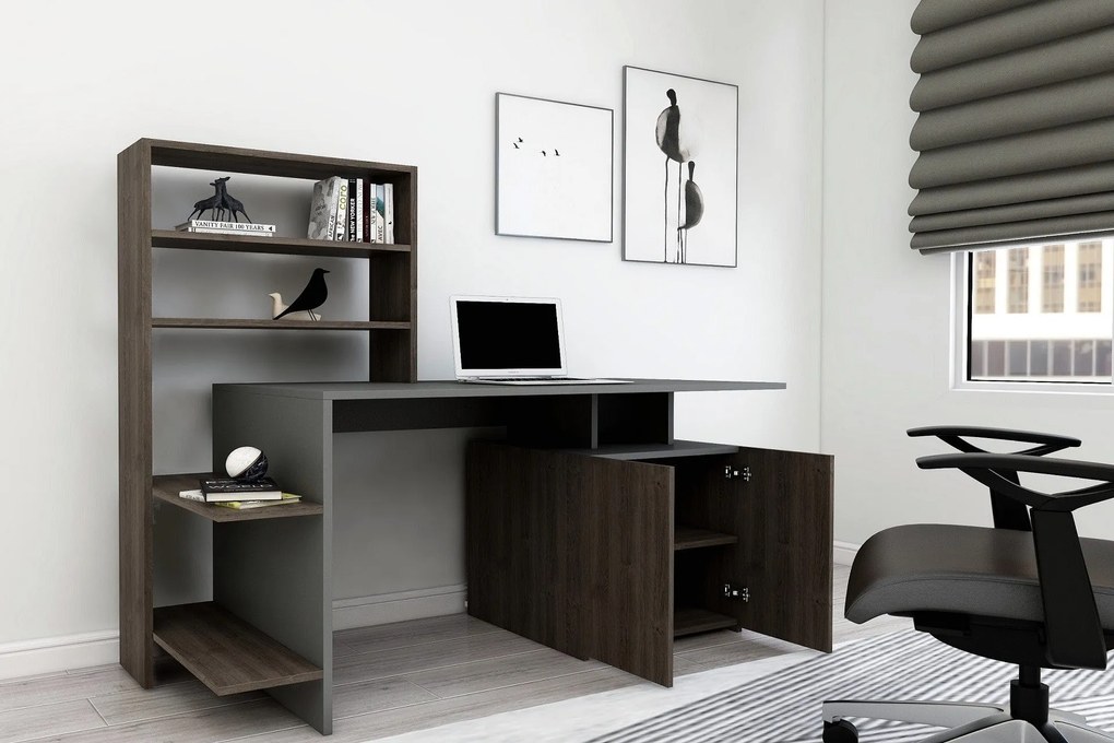 Íróasztal Melis - Walnut, Anthracite