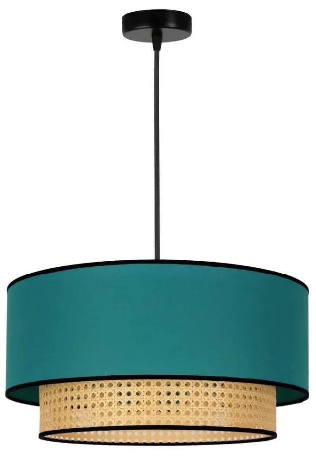 Duolla Duolla - Csillár zsinóron BOHO 1xE27/15W/230V átm. 45 cm türkiz/rattan DU84335
