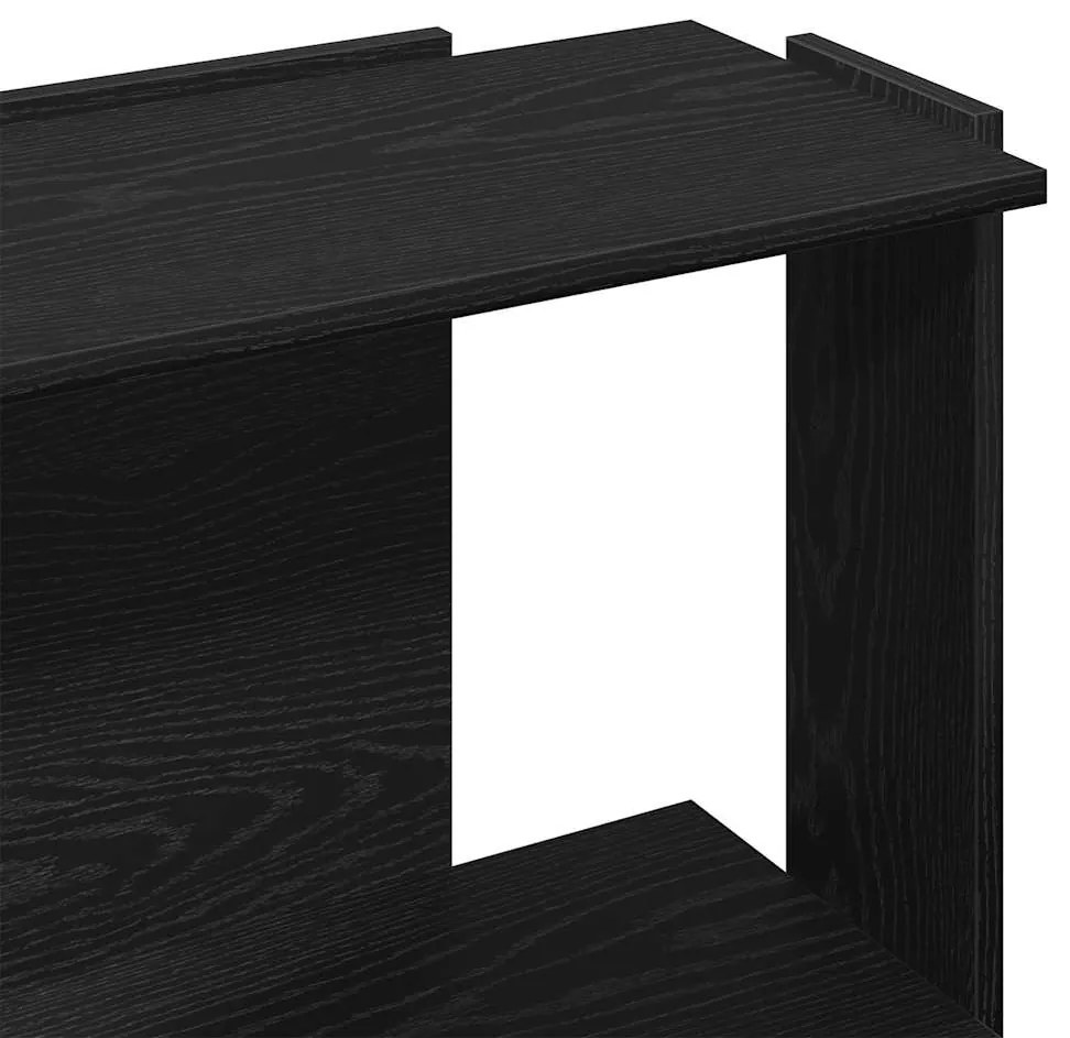 3 szintes fekete szerelt fa könyvespolc 60x30x80 cm