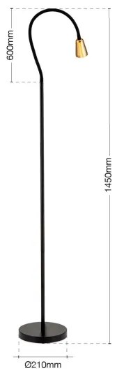 Orion - DOTTY flexibilis állólámpa 1xGU10/10W/230V fekete/sárgaréz