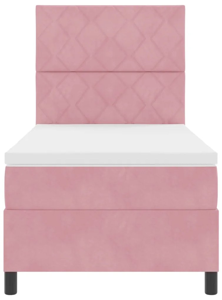 Boxspring Ágy Mattal Rózsaszín Egyes Velúr