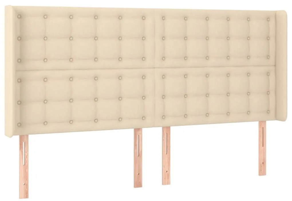 krémszínű szövet LED-es fejtámla 203x16x118/128 cm