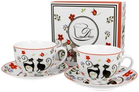 Porceláncsésze+alj, 280ml, 2 személyes, dobozban, Koty Etno