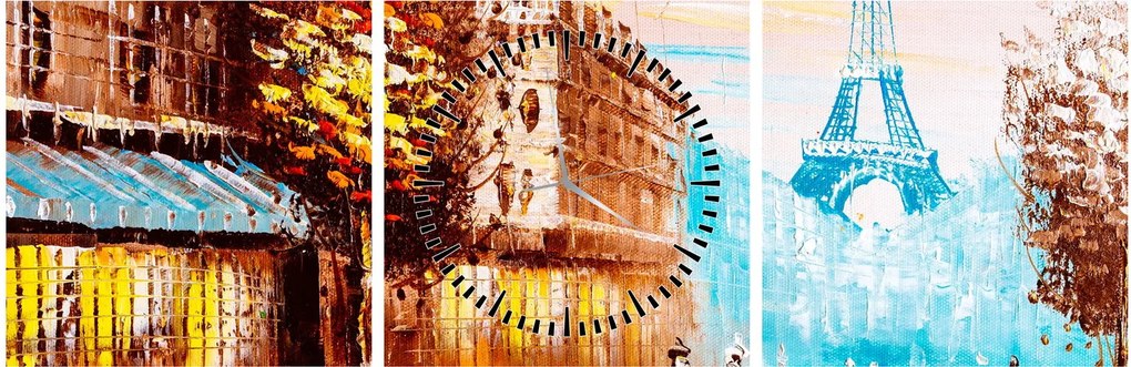 Kép - Esős idő és az Eiffel-torony (órával) (90x30 cm)