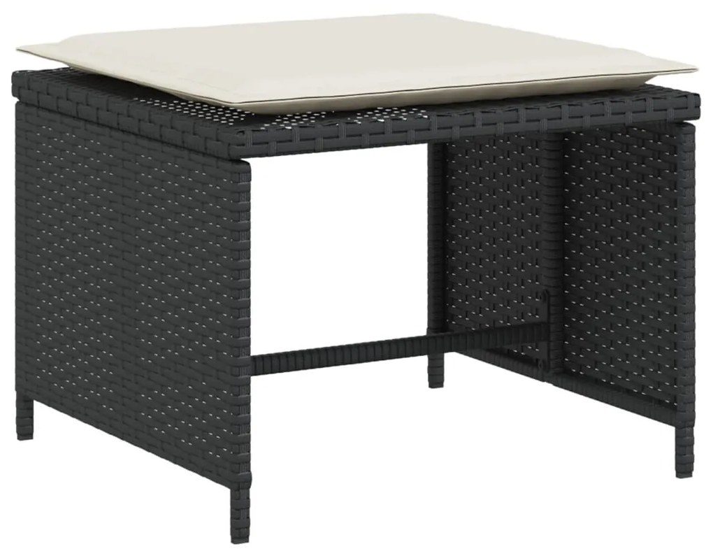 fekete polyrattan kerti szék lábtartóval