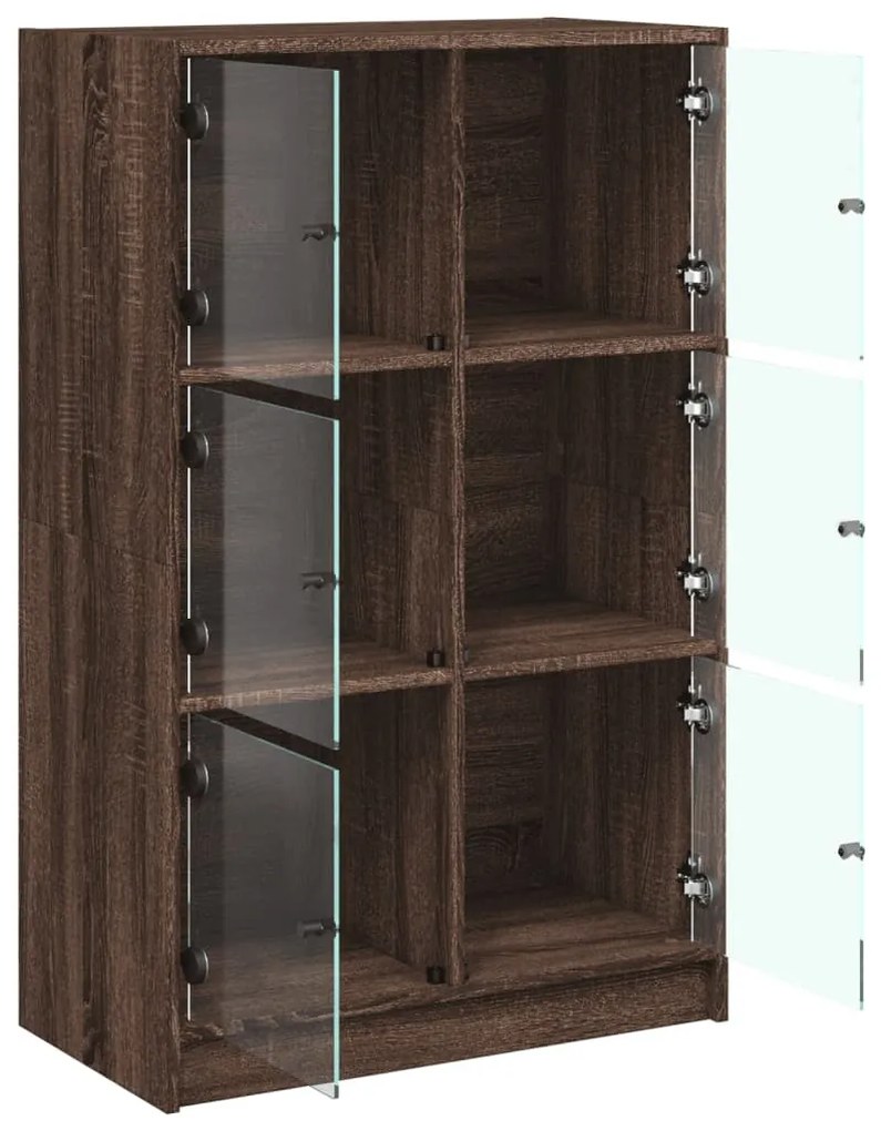barna tölgyszínű szerelt fa magasszekrény ajtókkal 68x37x109 cm