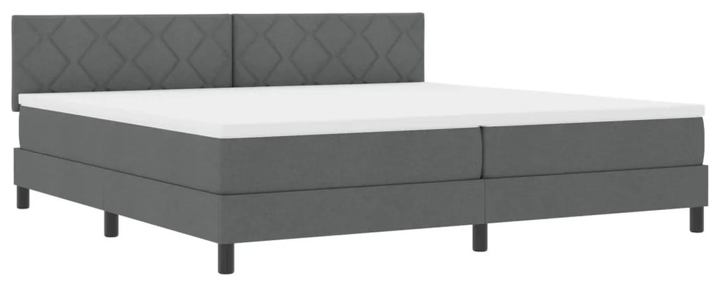 Boxspring Ágy Mattal Sötétszürke 200x200 cm Szövet