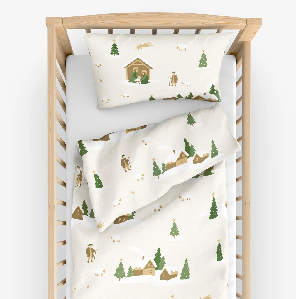 Goldea karácsonyi gyermek pamut ágyneműhuzat kiságyba - karácsonyi dalok 110 x 125 és 35 x 55 cm