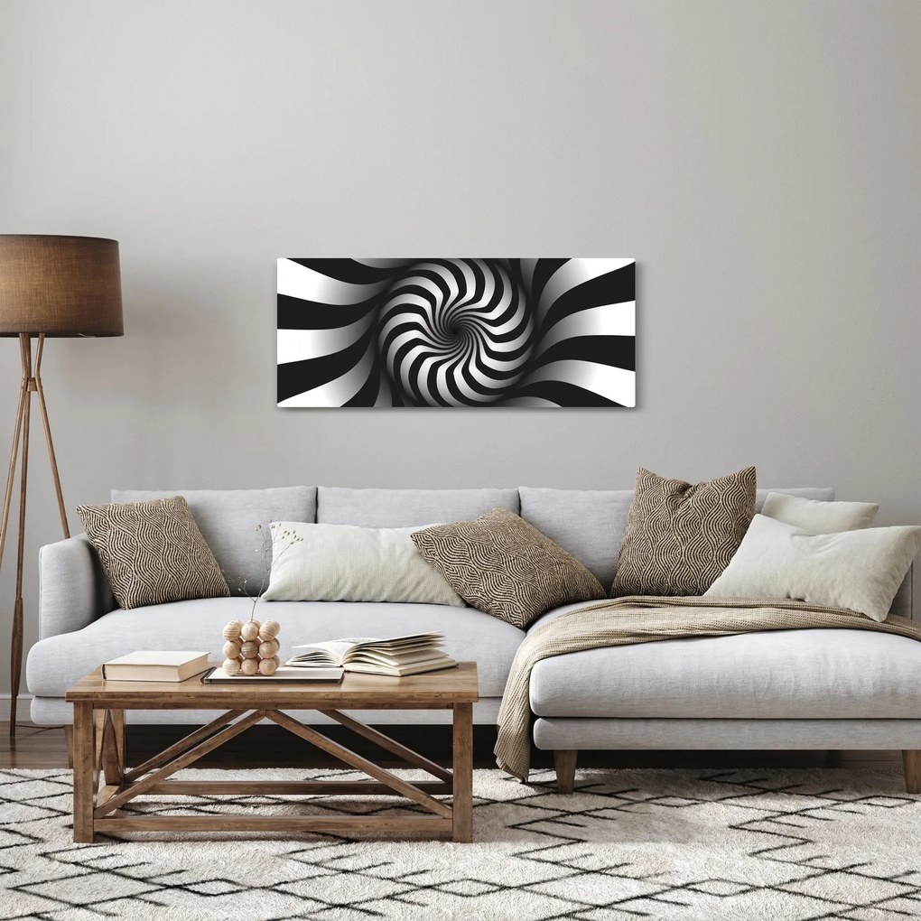 Absztrakt kép egy fekete-fehér spirál (120x50 cm)