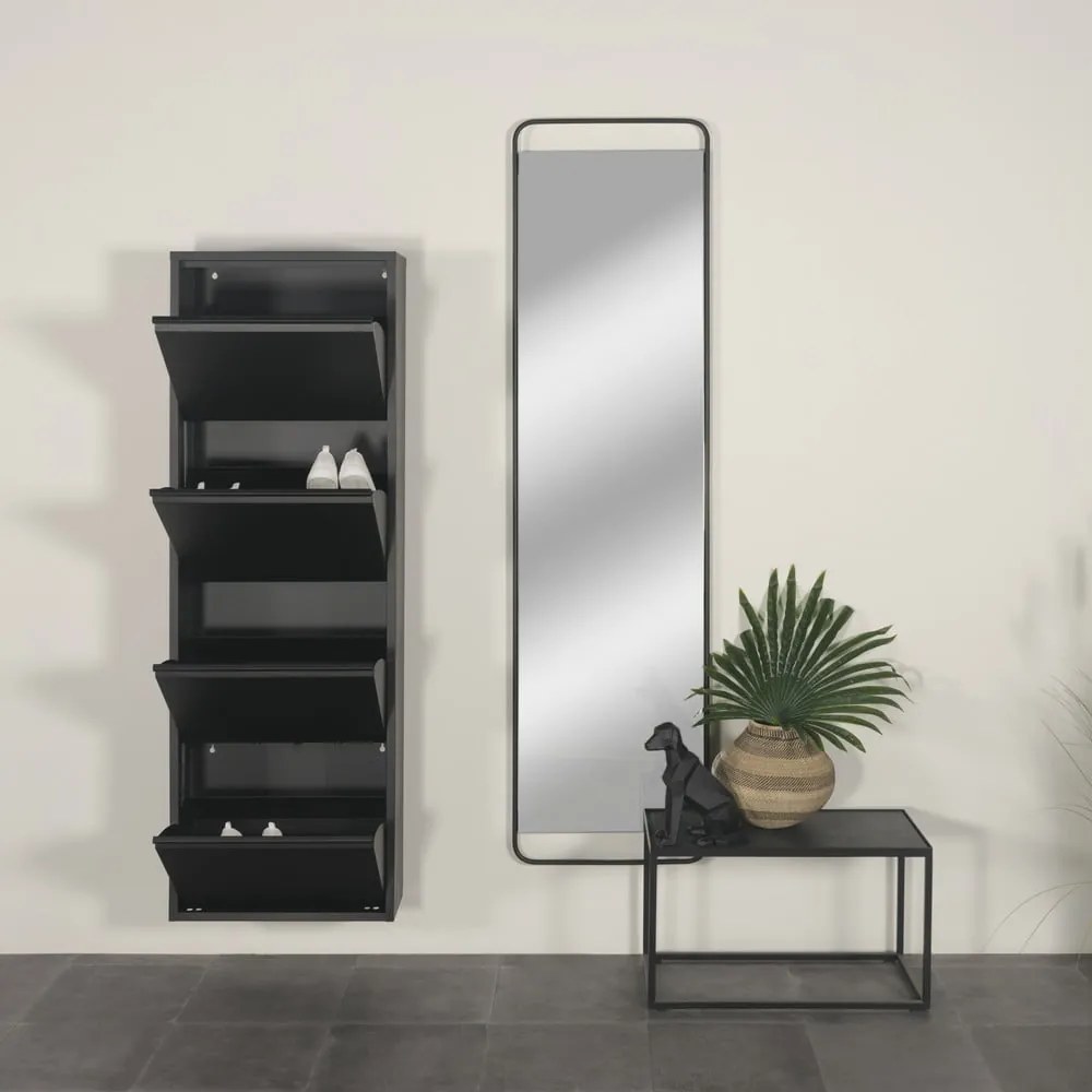 Fekete fém billenő ajtós cipőtartó 50x150x22 cm Billy – Spinder Design
