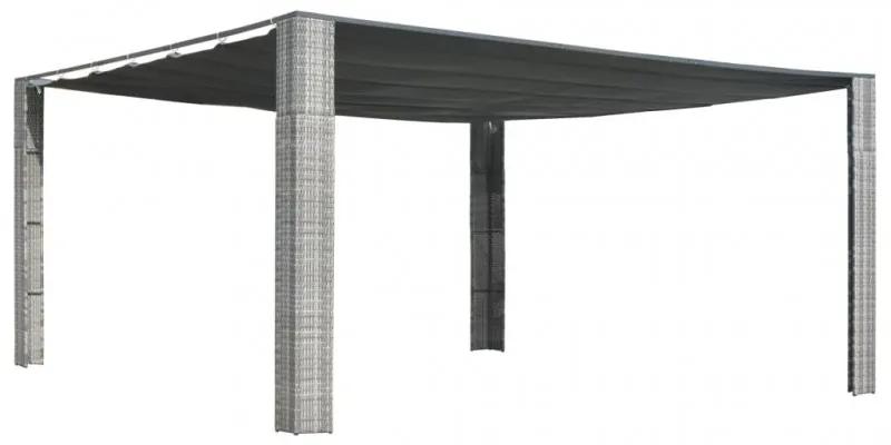 Szürke és antracit polyrattan pavilon tetővel 400x400x200 cm