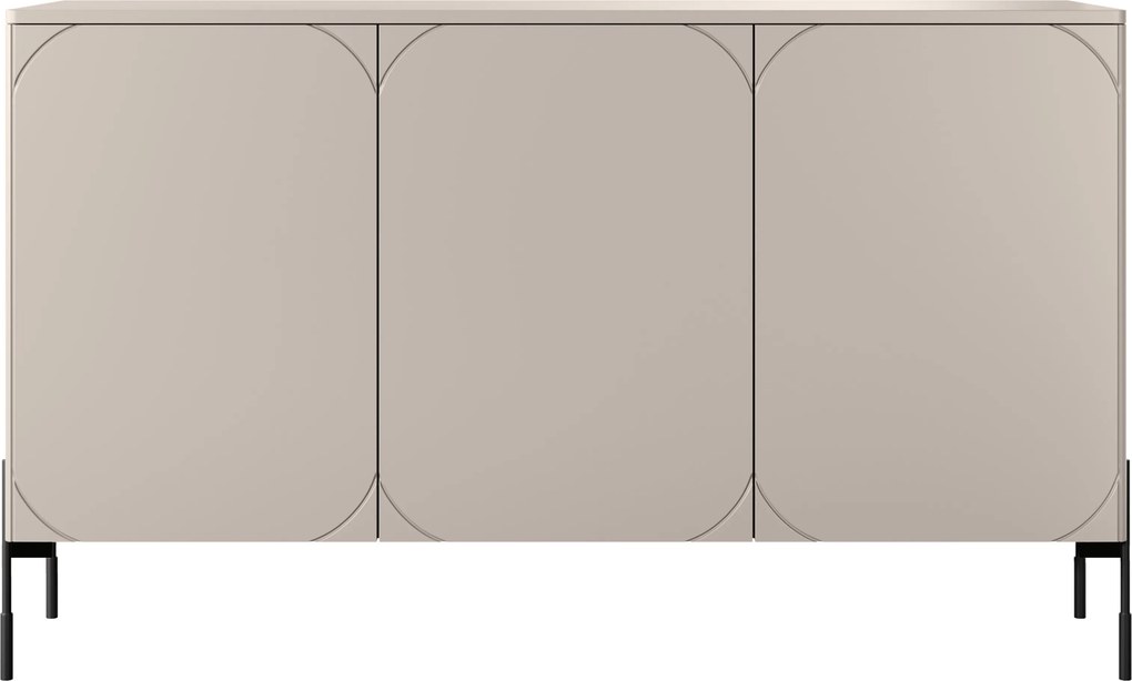 Sonatia háromajtós komód 150 cm - kasmír / fekete lábak
