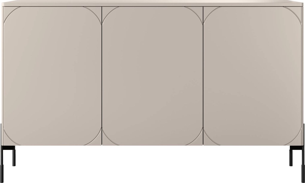 Sonatia komód 150 cm háromajtós - kasmír / fekete lábak