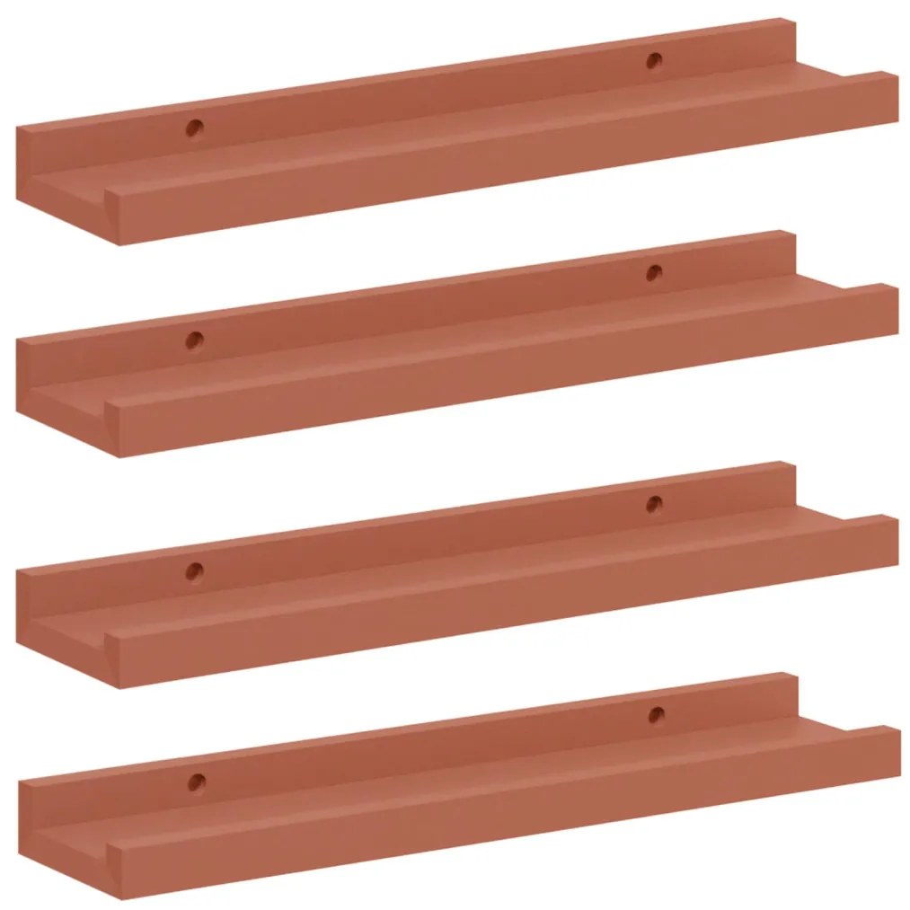 Falpolc polcokkal tárolóval 4 pcs Piros 40 x 9 x 3 cm Faanyag