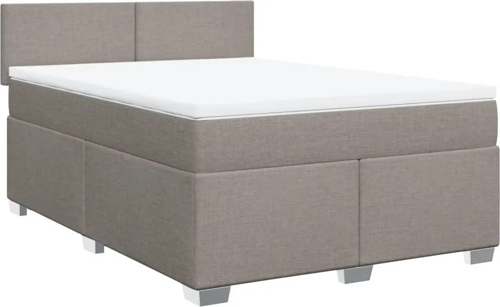 vidaXL tópszínű szövet rugós ágy matraccal 140 x 190 cm