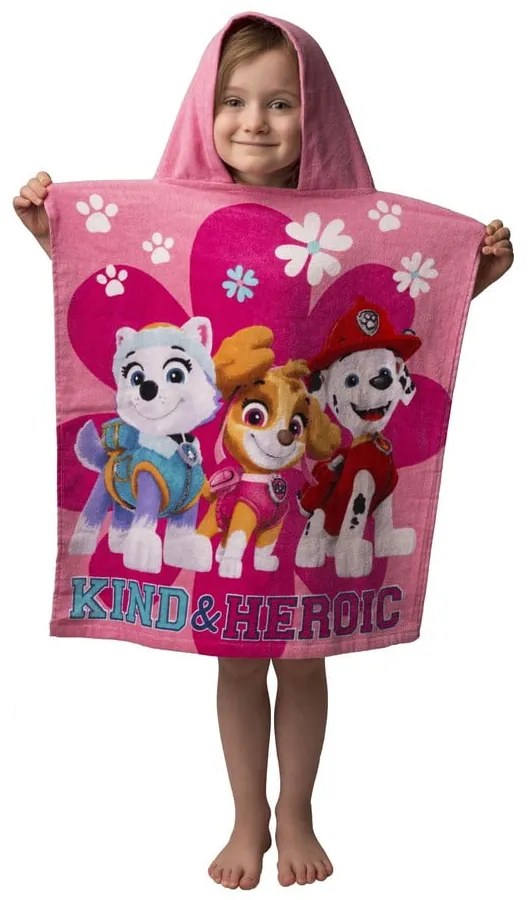 Rózsaszín frottír gyerek fürdőponcsó Paw Patrol – Jerry Fabrics