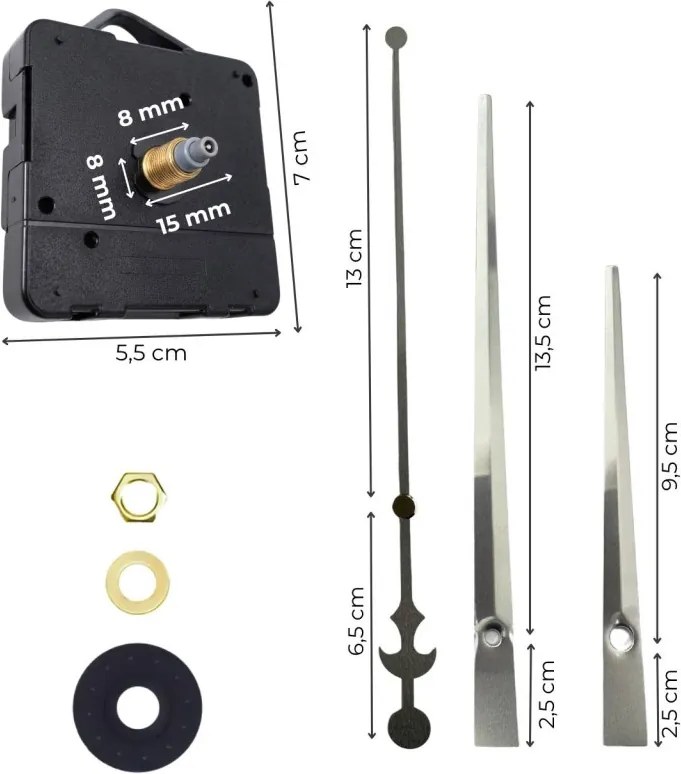 Ezüst alumínium óramutatók - horgony mintázat 16 / 12 cm