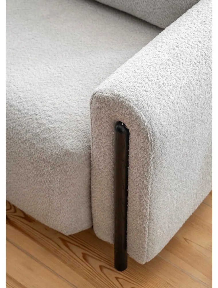 Világosszürke buklé kinyitható-tárolóhelyes kanapé 244 cm Arcadova – ELTAP