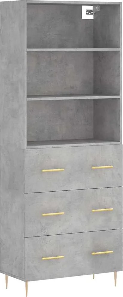 vidaXL betonszürke szerelt fa magasszekrény 69,5 x 34 x 180 cm