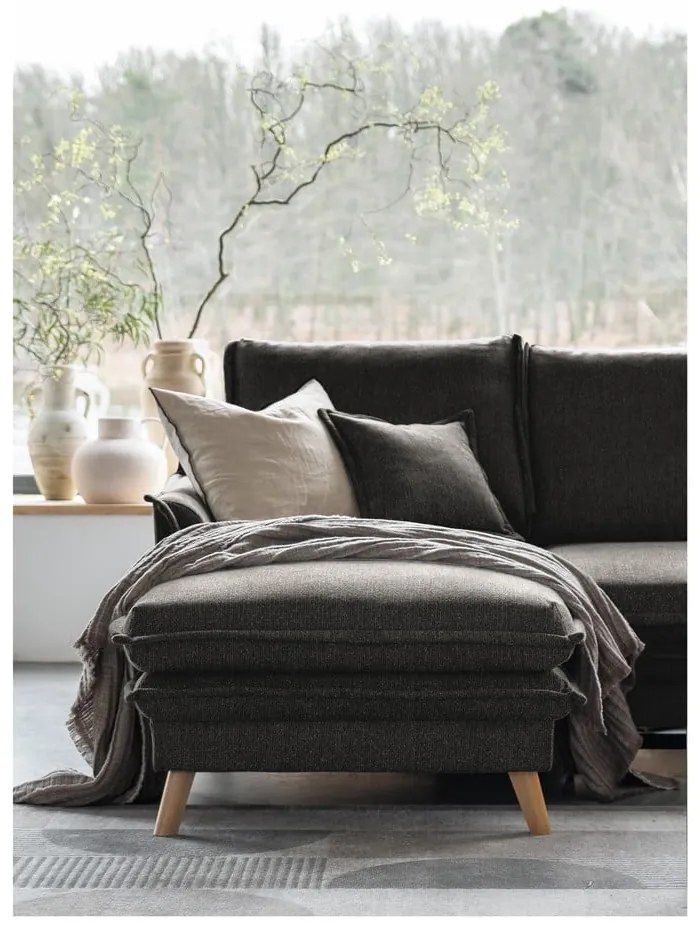 Sötétszürke kinyitható sarokkanapé (bal oldali) Charming Charlie – Miuform