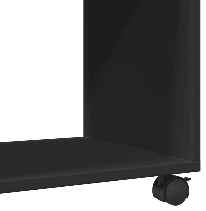 fekete szerelt fa kisasztal kerekekkel 70 x 35 x 60 cm