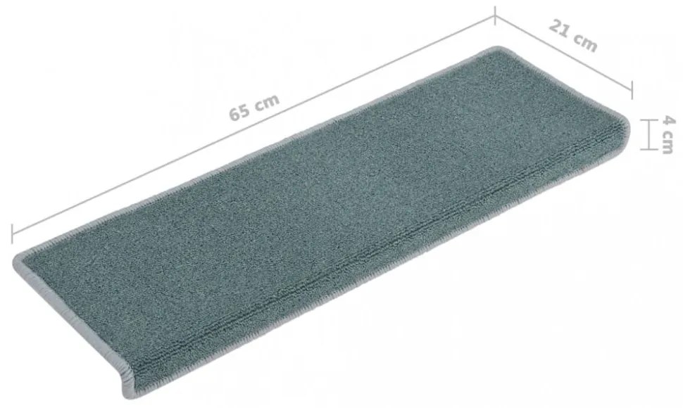 15 db lépcsőszőnyeg 65 x 21 x 4 cm tengerkék téglalap alakú széllel