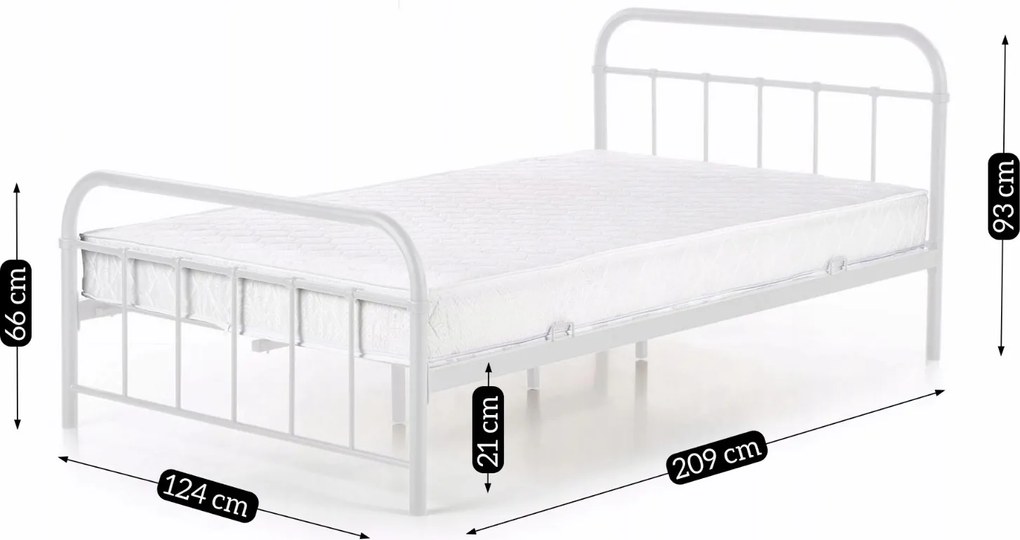 Fém ágy 120x200 cm méretben, fehér színben PABLO