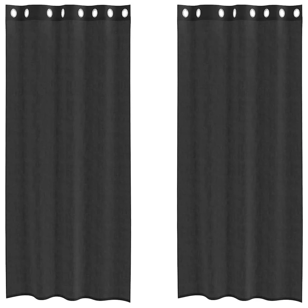 2 db fekete fátyolfüggönyök rojtokkal 140x245 cm