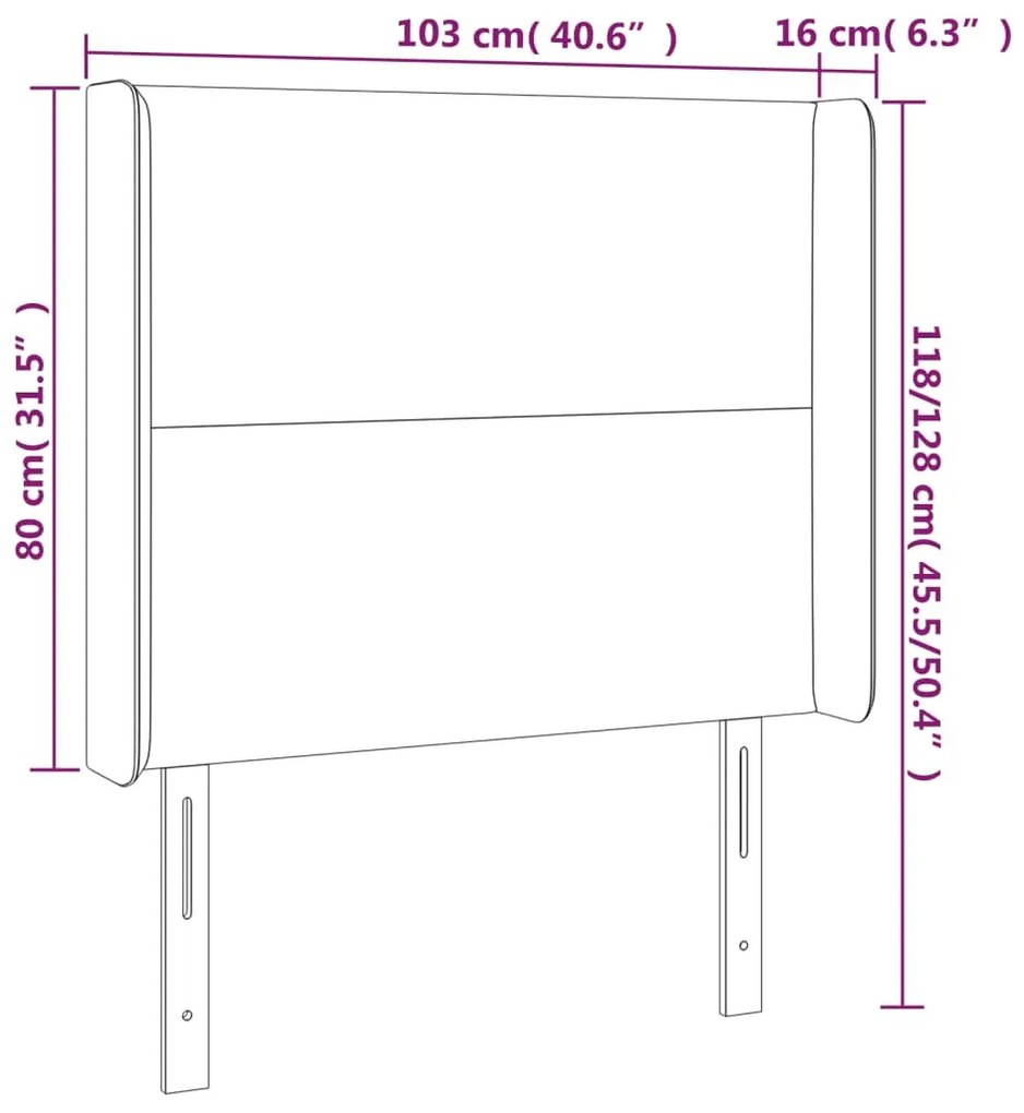 kék szövet LED-es fejtámla 103x16x118/128 cm