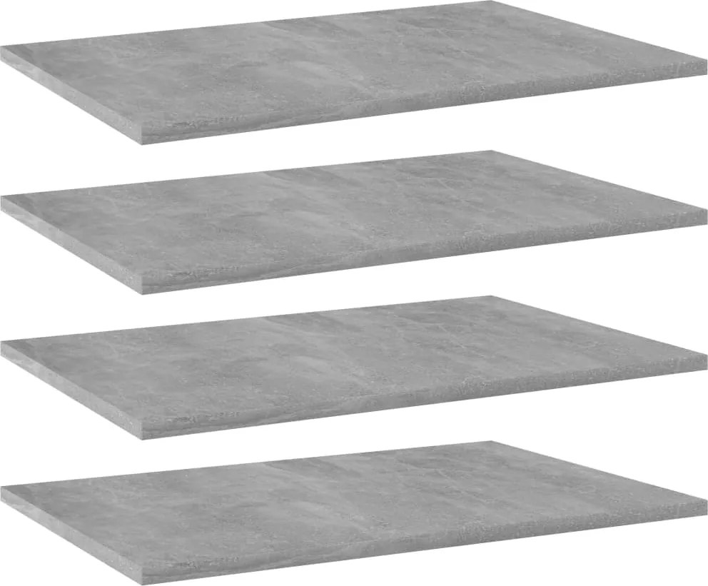 vidaXL 4 db betonszürke szerelt fa könyvespolc 60 x 40 x 1,5 cm