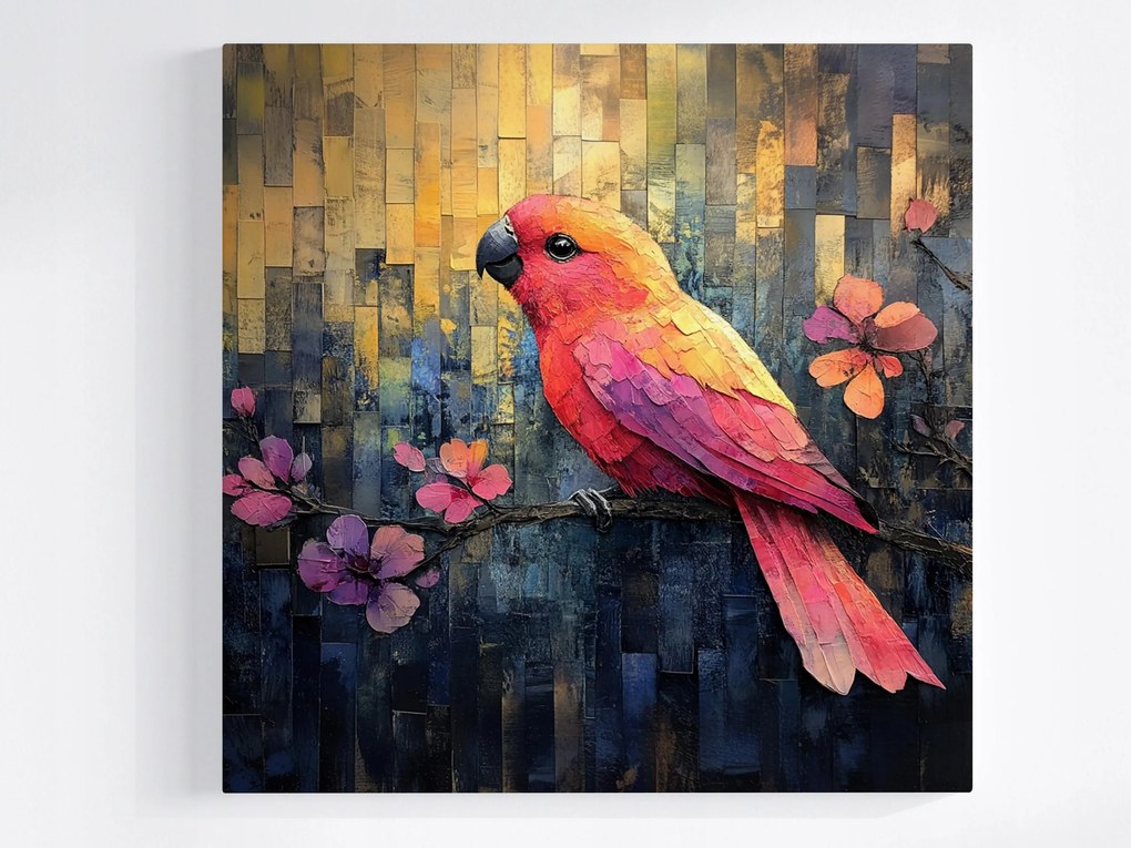 Poszter Madár Papagáj Virág Grafika 80x80