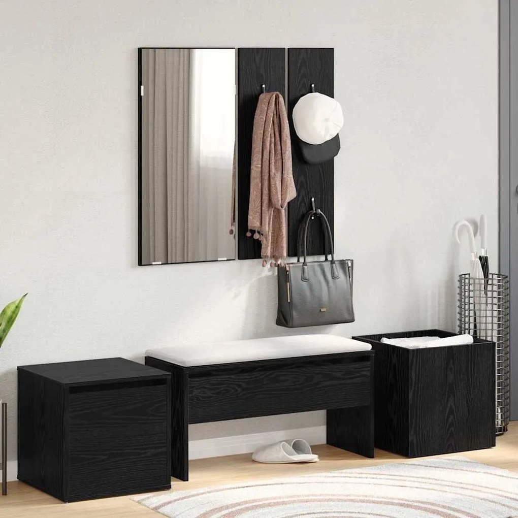 Előszoba bútorkészlet 4 pcs Musta tammi 80 x 31 x 40 cm Faanyag
