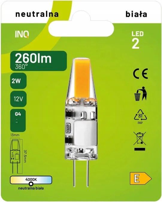 Led Izzó G4 12V 2W 26W Nw Semleges 4000K 260Lm