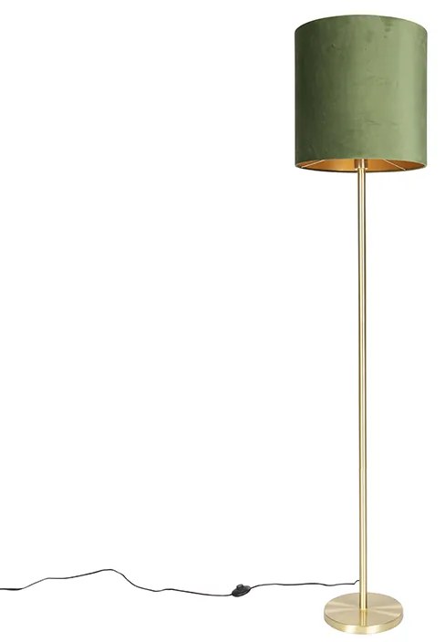 Botanikai állólámpa sárgarézzel, zöld lámpabúrával 40 cm - Simplo