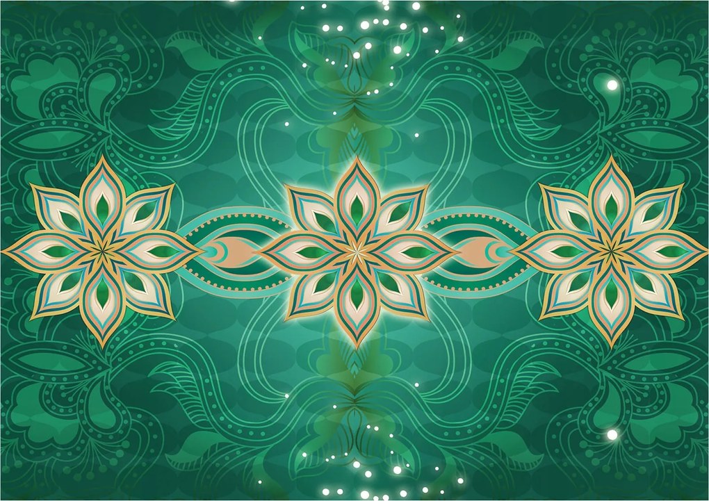 Flizelin fotótapéta Türkiz Mandala Virágok Minták 208x146 +ragasztó