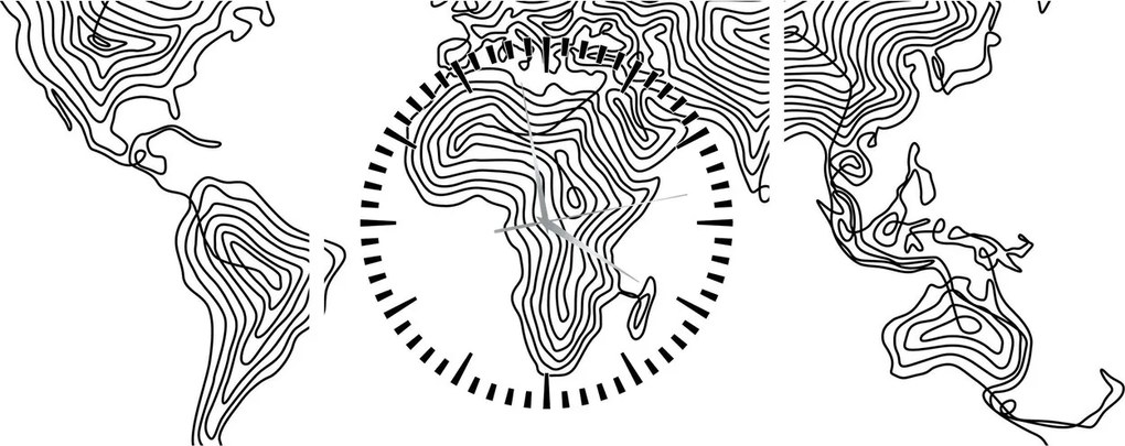 Kép - Térkép vonalakban (órával) (90x30 cm)
