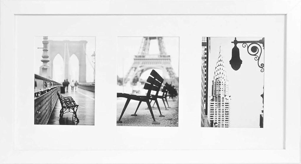 Muzilife Fehér Galéria Képkeret 3 képhez13 x 18 cm belső 25 x 50 cm