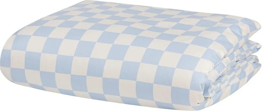 Világoskék-krémszínű egyszemélyes pamut-szatén paplanhuzat 140x200 cm Plu – noo.ma