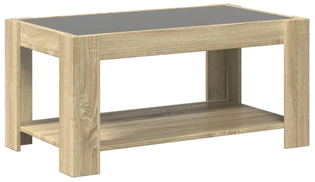 sonoma tölgy szerelt fa dohányzóasztal LED-del 93 x 53 x 45 cm
